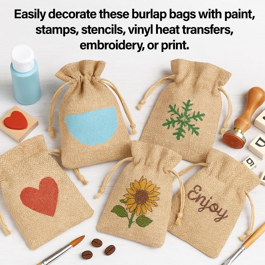 Mandala Crafts 7X9 Inch Teal Burlap Drawstring Gift Bags for Favors - 20 Medium Linen Sacks Gift Pouches for Candy, Coffee, Jewelry, Wedding, and Party Supplies