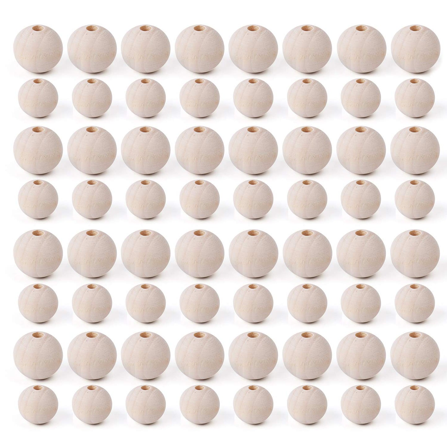 Foraineam 600 Pieces 20mm and 16mm Wood Beads Unfinished Natural Wooden Loose Beads Round Ball Wood Spacer Beads for Crafts DIY Jewelry Making