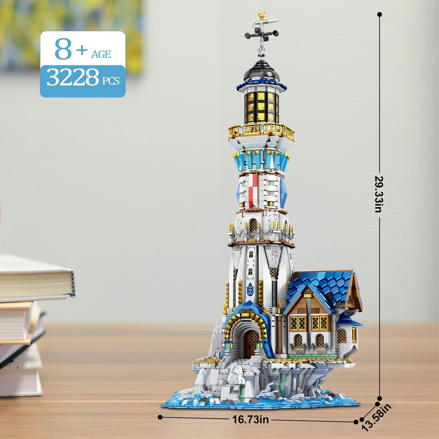 Reobrix Medieval Lighthouse Building Kit with Lights, Collectible Architecture Model for Home Decor, Ideas Display Gift for Adult Boys Girls(66028)