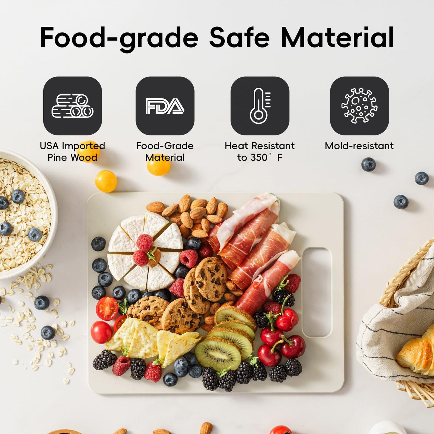 Wood Fiber Cutting Board Set of 2, Dishwasher Safe, Non-Toxic Cutting Board for Kitchen, BPA Free, Non-Slip, Non-Porous Composite Chopping Board, Mothers Day Gifts for Mom