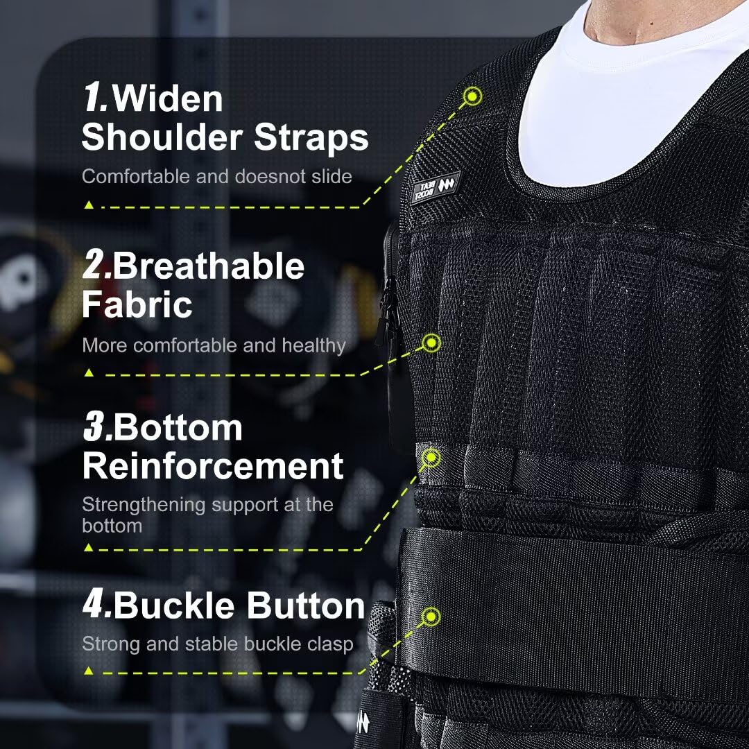 BeatBoost Weighted Vest Men 20 lb Adjustable Weighted Vest with Steel Plates Weights for Walking Strength Training Running Workout