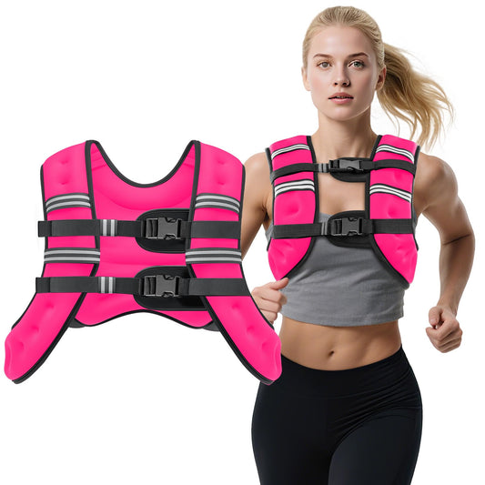 Weighted Vest, 8lb/12lb/16lb/20lb Weight Vest with Reflective Stripes for Men Women, Two Adjustment Straps for Workout, Strength Training, Running, Fitness, Muscle Building, Weight Loss (8lb)