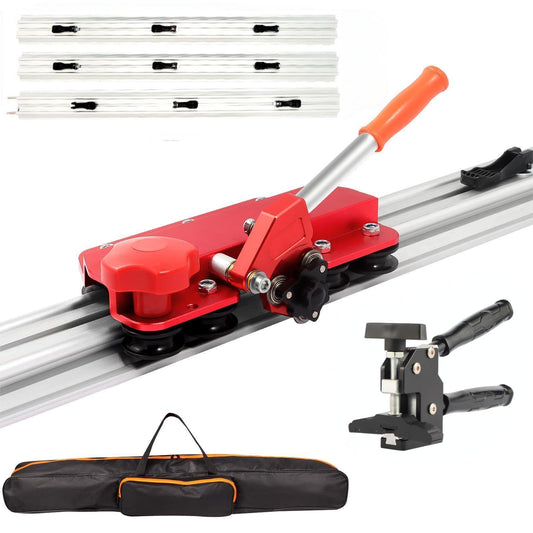 Large FormatTile Cutter, Manual Ceramic Tile Cutting Tool with Built-in Suction Cups & Tile Clamp, 3-Head Scoring Wheel System, for Up to 0.47-Inch Thick Tiles