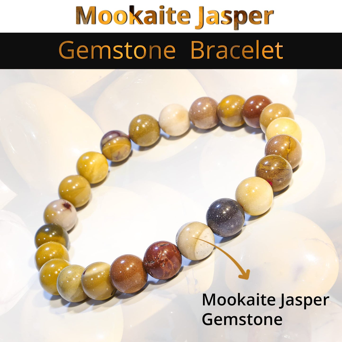 ANAYA AGATE Mookaite Jasper Bracelet, Natural Healing Crystal Bracelet for Women and Men, 8mm Round Beaded Bracelet for Spiritual, Protection, Positive Energy, Elastic Adjustable Size Gemstone Bead Bracelet