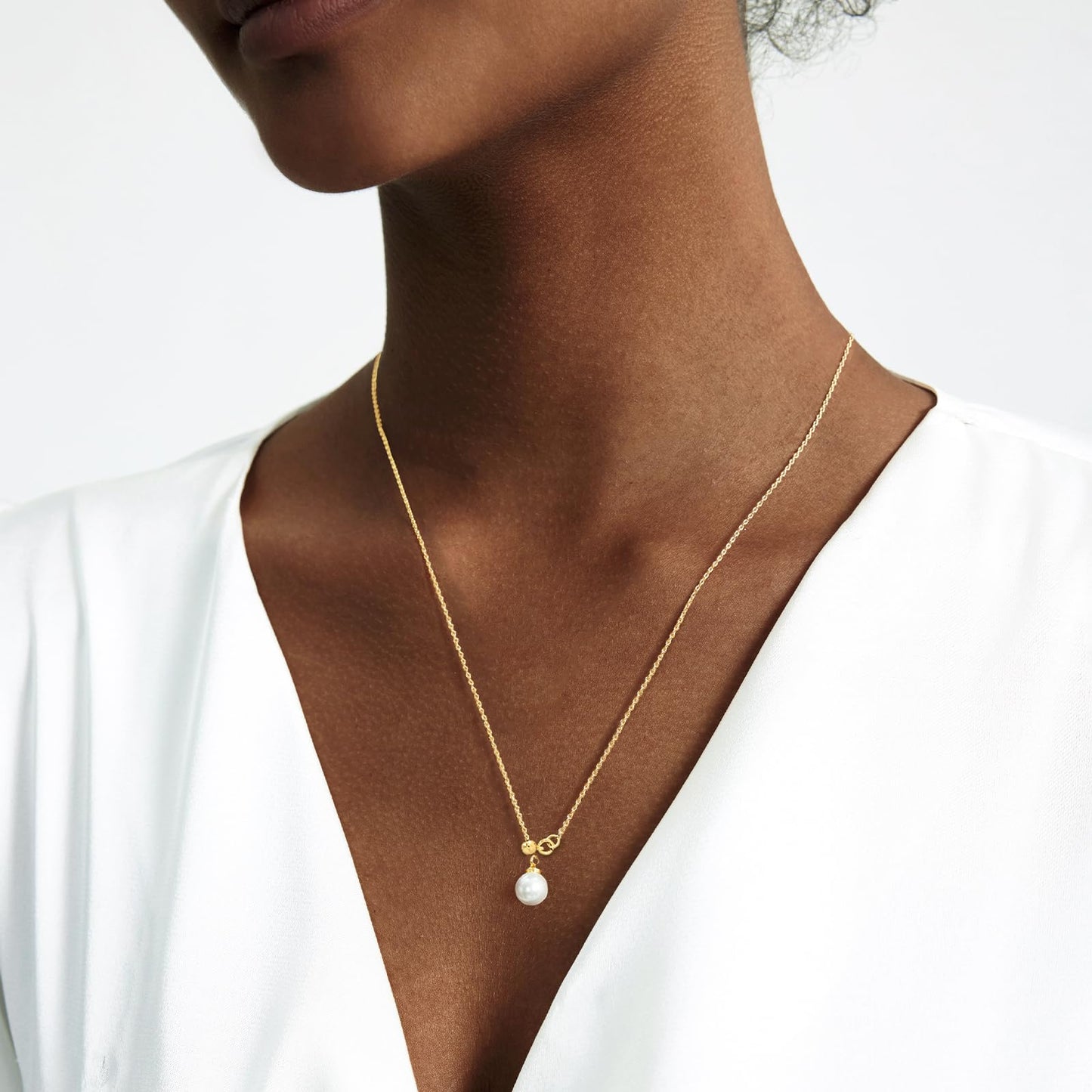 Zeffy Long Pearl Necklaces Dainty Gold Pearl Lariat Necklace Prom Drop Dangle Adjustable Necklace Trendy Simple Pearl Choker Y-Shaped Chain Wedding Women's Jewelry Set Gift