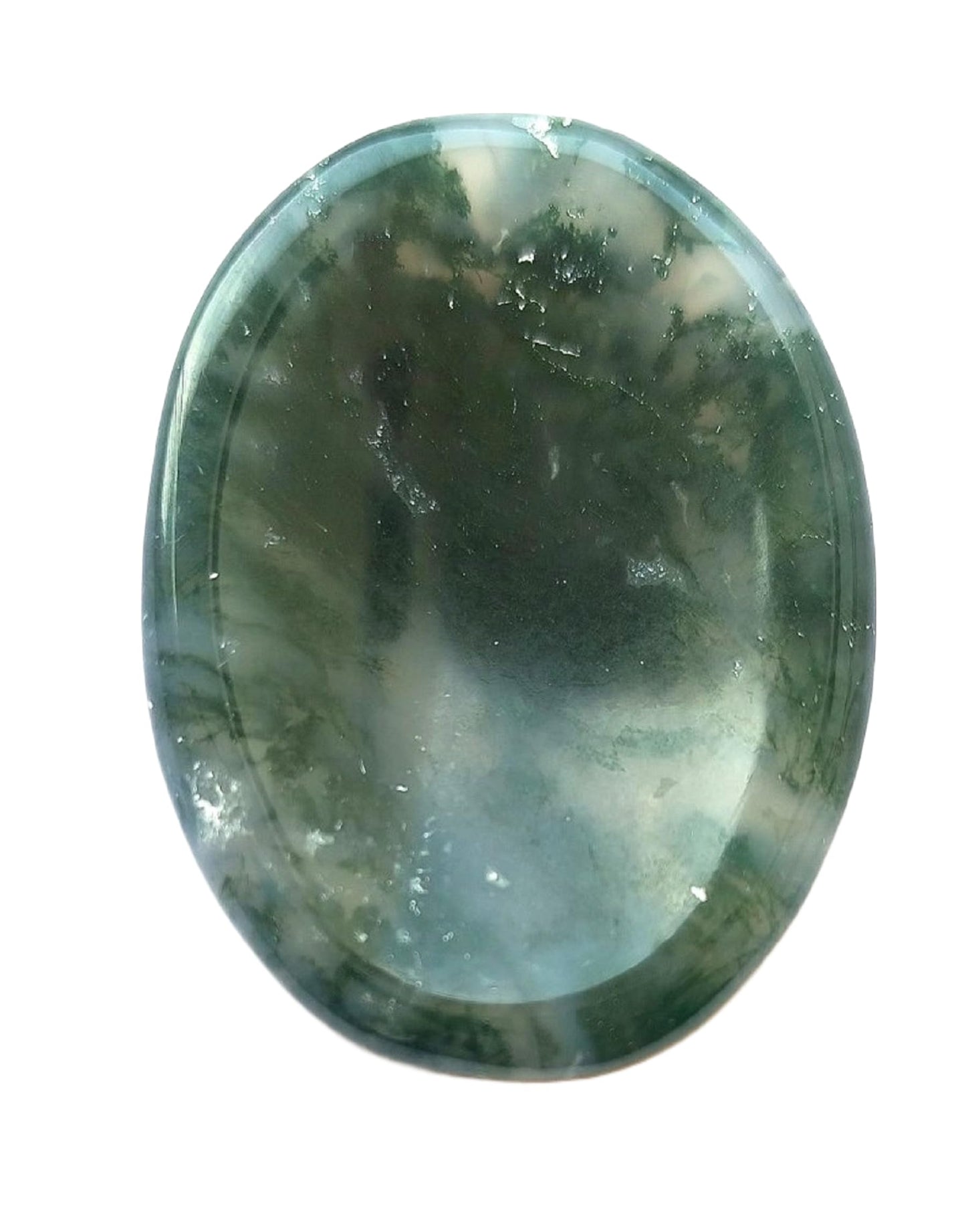 GEMSCITE Moss Agate Thumb Worry Stones Metaphysical Gemstone Crystal Healing Reiki Men Women Gift FENG Shui Positive Energy Love Wellness Palm Stones Wicca Powerful