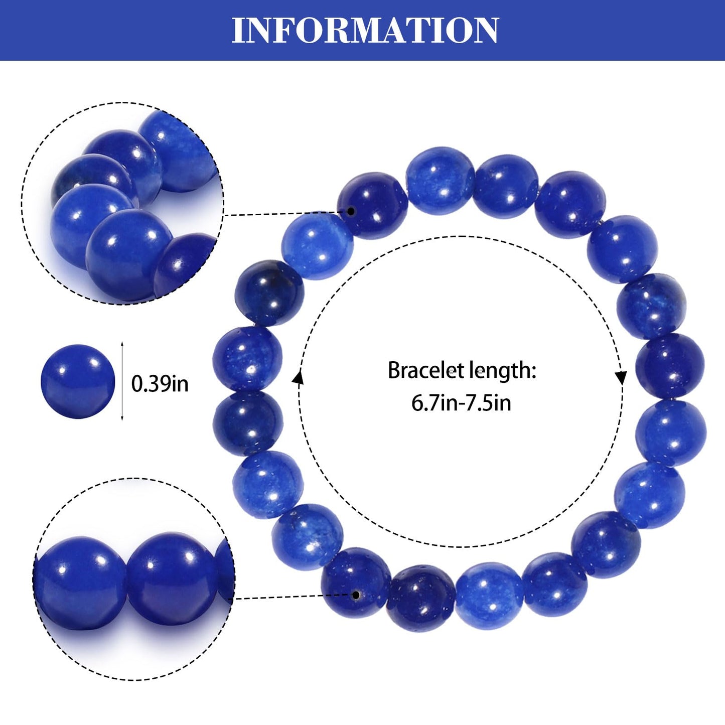 VDKIDKT Chakra Healing Bracelet 10mm Natural Lapis Lazuli Beads Bracelet for Women Men Meditation Emotion Control Stress & Anxiety Relief Bracelet(Lapis Lazuli)