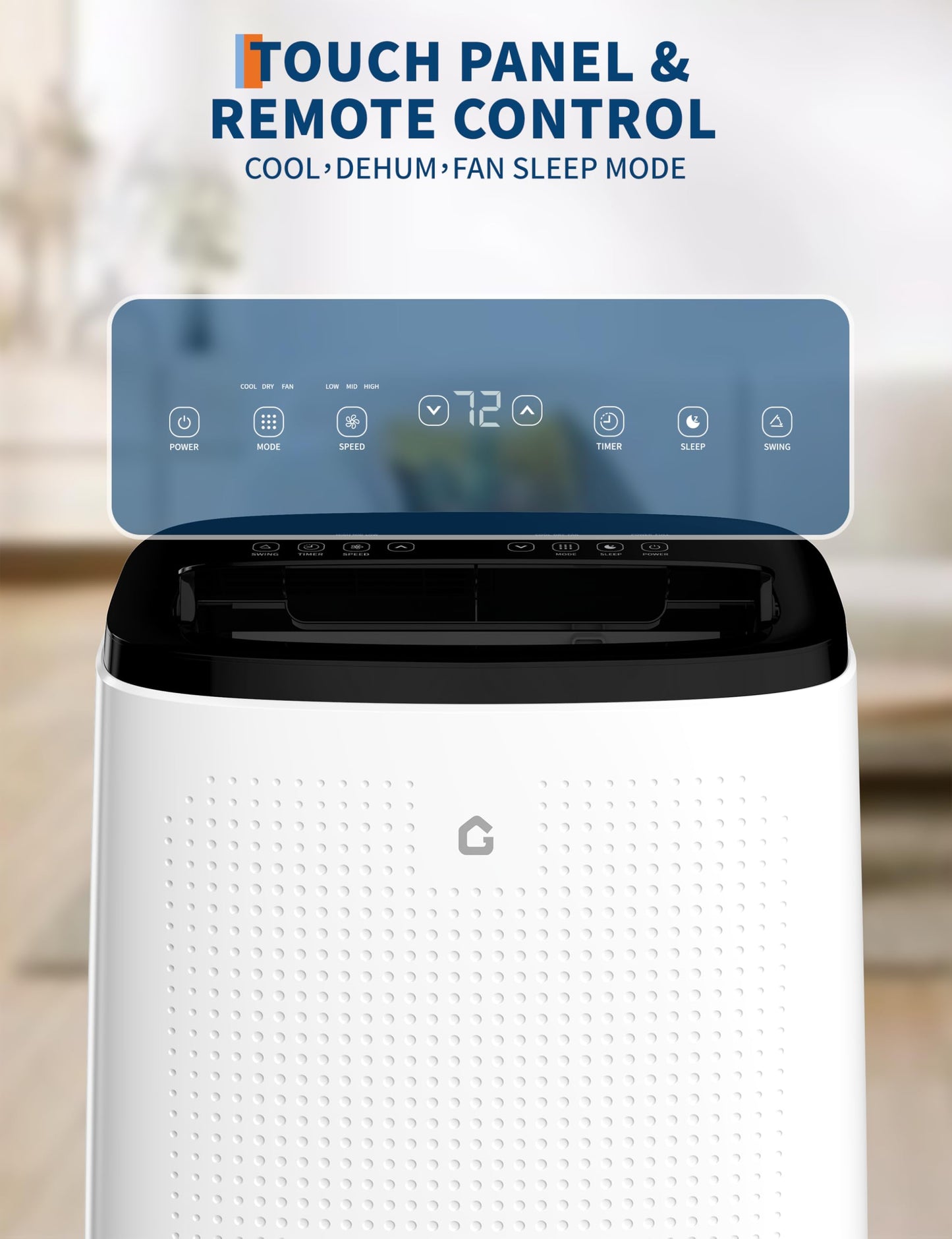15000 BTU Portable Air Conditioner - Cools 700-850 Sq Ft Rooms, 3-IN-1 Quiet Portable AC Unit, Full Installation Kits for Large Room, Sleep Mode, Auto Swing, 24H Timer, White