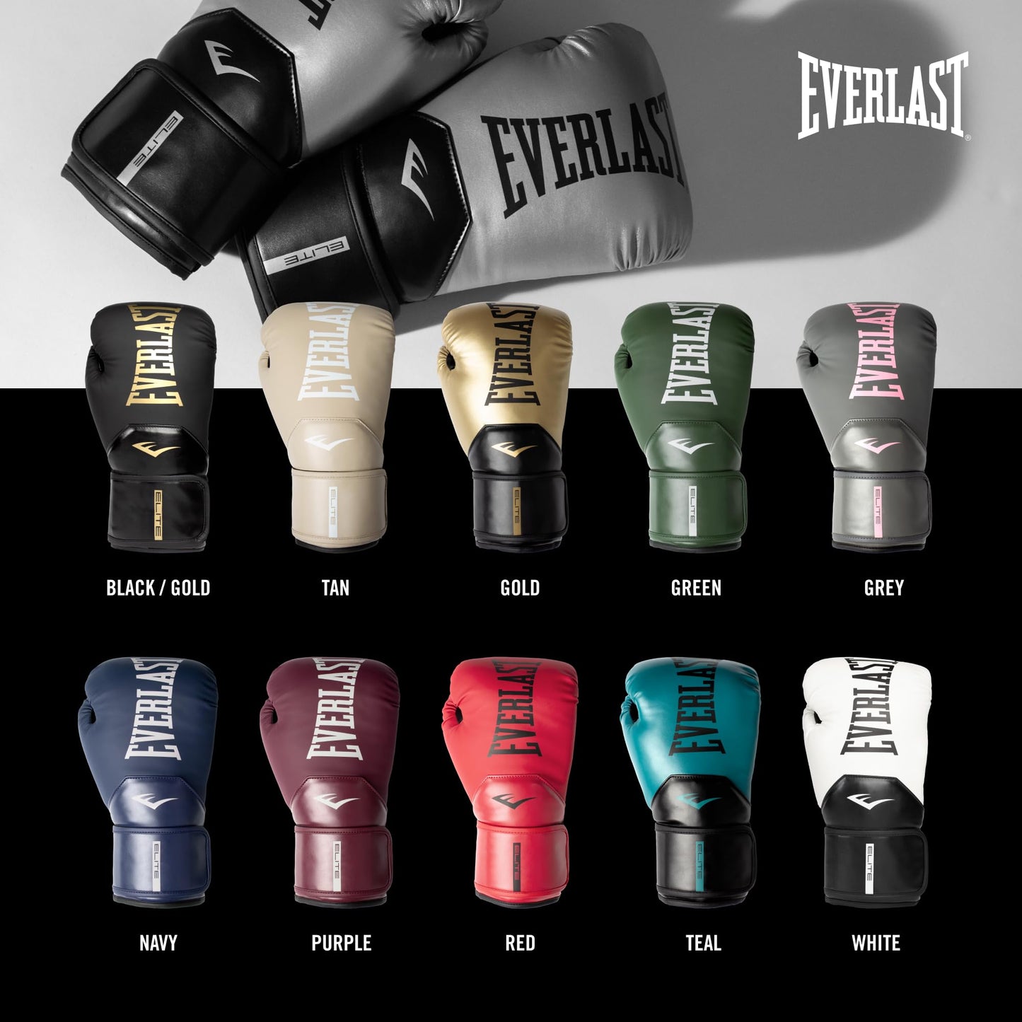 Everlast Elite 2 Boxing Gloves | Pro Training & Heavy Bag Gloves | Men & Women | Ventilated Palm | Multi-Layer Protection | Navy, 16 oz
