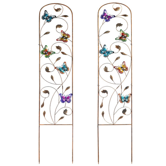 SUNNYPARK Set of 2 Butterfly Metal Garden Trellis for Climbing Plants, Decorative Vegetables Flowers Vine Trellis for Outdoor Patio 60'' H x 11'' W