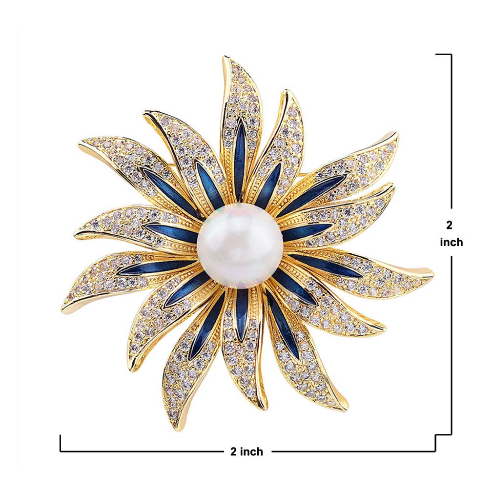 Large Brooches Pins for Women Girls Fashion Gold Flower Jewelry