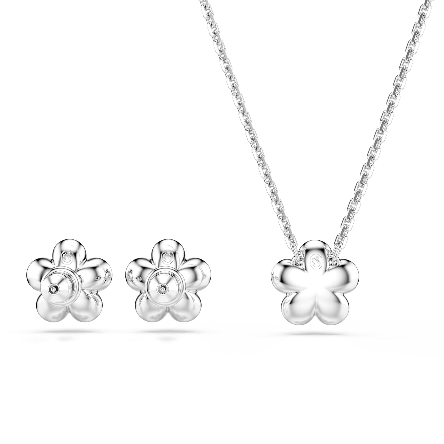Swarovski Ariana Grande x set, Crystal pearl, Round cut, Flower, Clear, Rhodium Finish