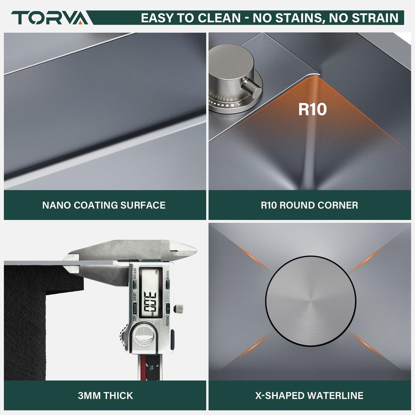 TORVA RV Kitchen Sink, 13 x 15 x 9 Inch Undermount Bar Sink 16 Gauge Stainless Steel Single Bowl Sink with Faucet Cutting Board, Grey