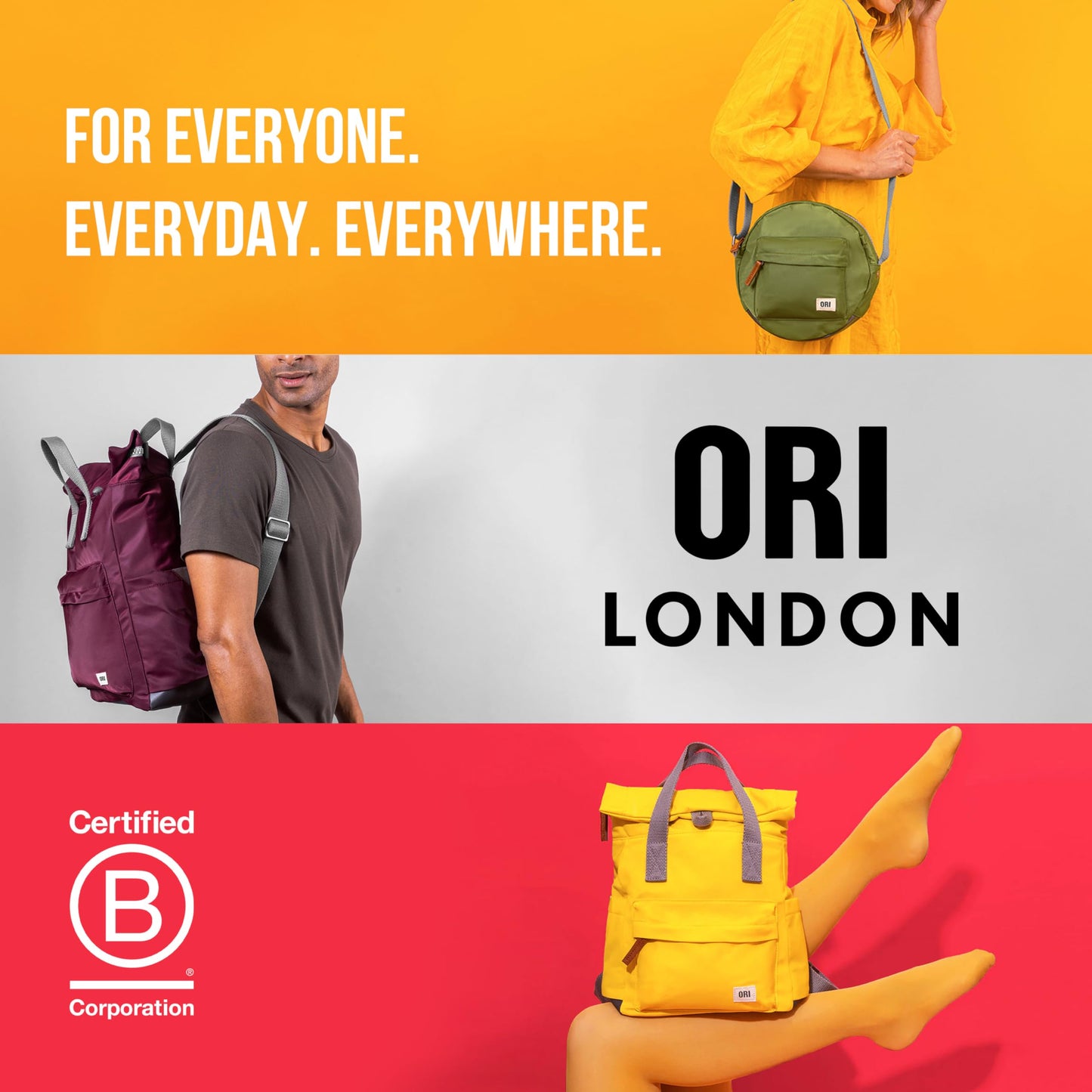 ORI LONDON Travel Backpack - Large Water-Resistant Nylon Rolltop Laptop Backpack for Men & Women - The Finchley - Burnt Blue