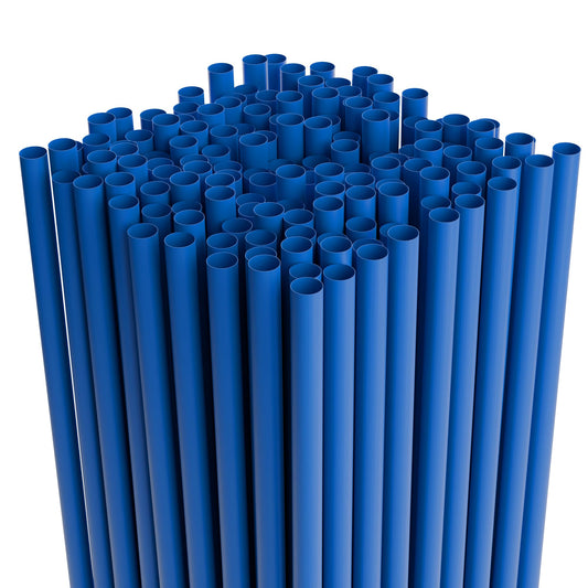 Disposable Plastic Drinking Straws - Straight - 7.75" Long (Blue, 500)