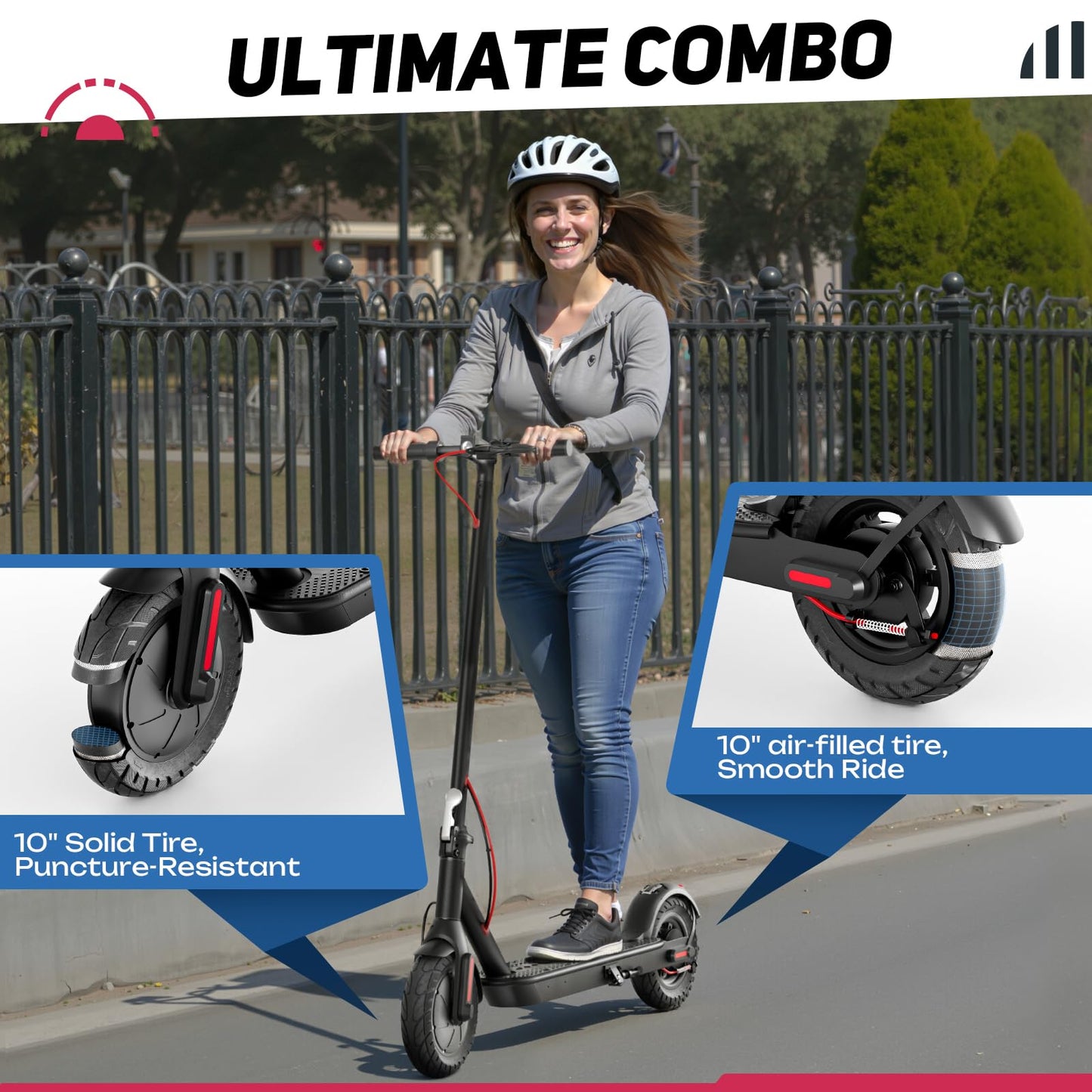 Windone Electric Scooter for Adults – 19MPH, 17-Mile Range, 430W Peak Motor, Foldable Commuter E-Scooter with 10" Shock-Absorbing Tires & Dual Braking System (UL 2272 Certified)