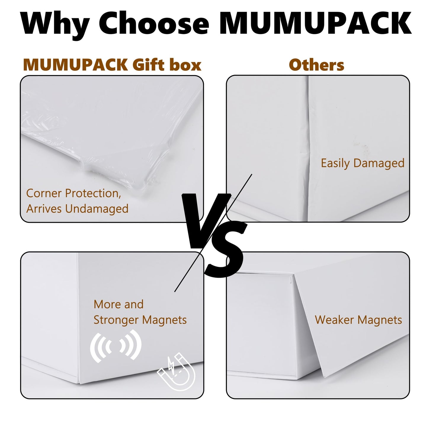 MUMUPACK 15 Pack Magnetic Gift Box With Lid 10x10x5,Black Gift Boxes Bulk,Luxury Bridesmaid Proposal Box,Small Magnetic Closure Box Boxes For Presents,Wedding,Business