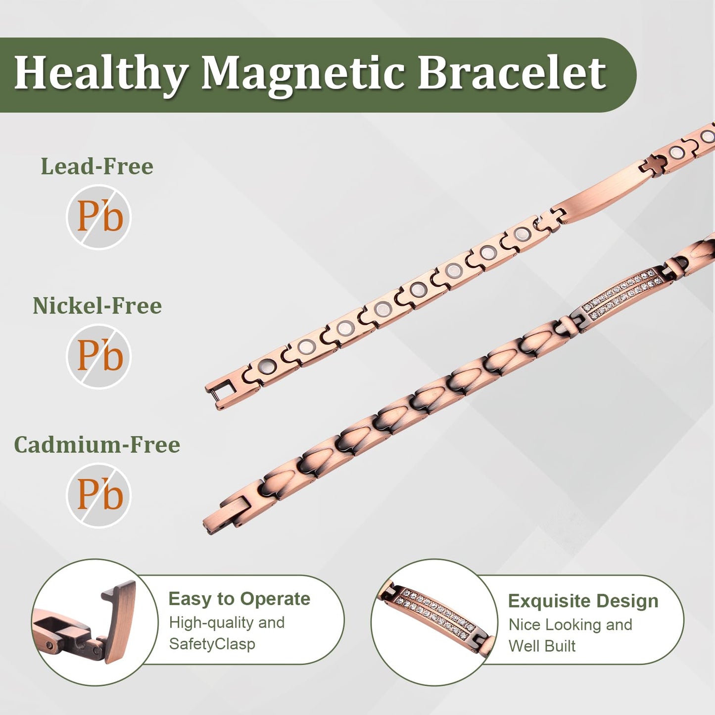 Fashtour 99.99% Pure Copper Magnetic Bracelet and Ring Set for Women, Heart Wire Design Adjustable Jewelry with 3800 Gauss Magnets, Elegant Gift Box (copper584)