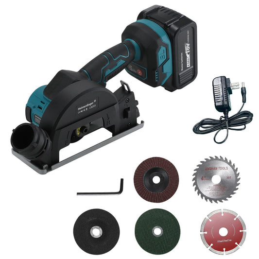 4" Cordless Circular Saw & Mini Angle Grinder 2-in-1 – Brushless Motor, 3-Speed, Reversible, 4000mAh Battery, Compatible with Makita 18V – Cuts Wood, Metal, Tile, Plastic