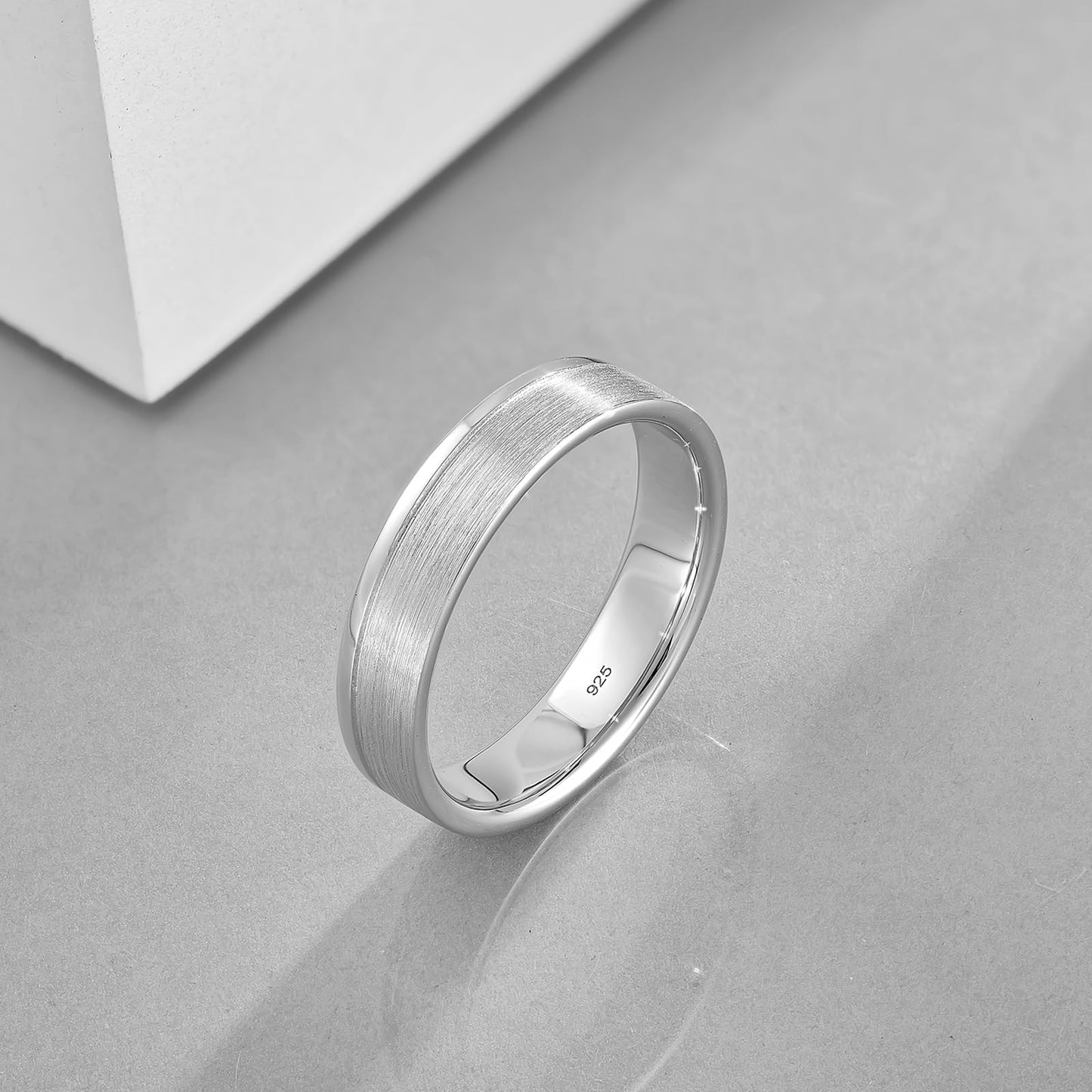 STARCHENIE Men's Wedding Band 925 Sterling Silver, 5MM, Brushed Matte Finish, Comfort Fit, Size 8