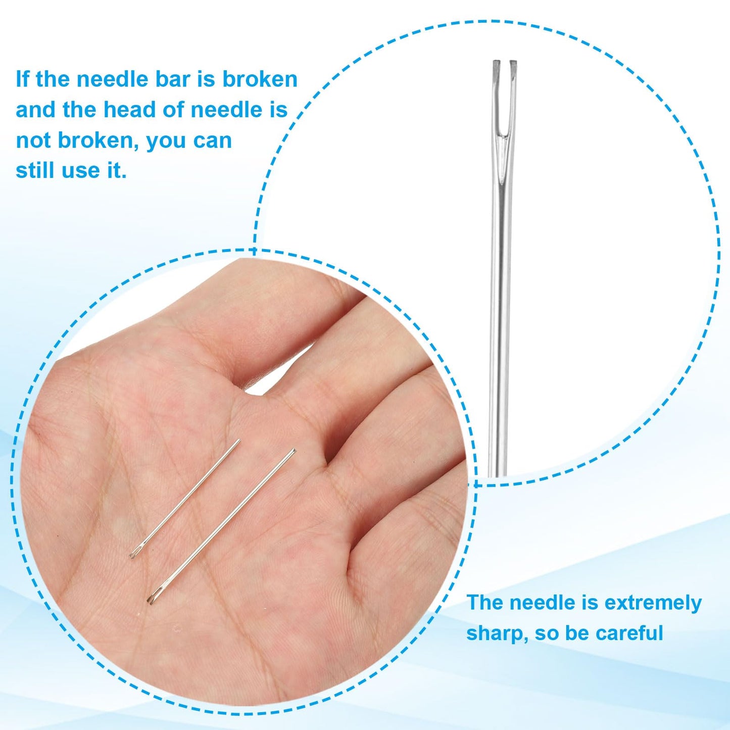 PATIKIL Doll Hair Rooting Holders Kit, 0.8mm Doll Hair Rerooting Knitting Needles with Wood Awls Crochet Hooks Doll Wig Tool for Doll Hair Making Supplies DIY Crafts, Blue