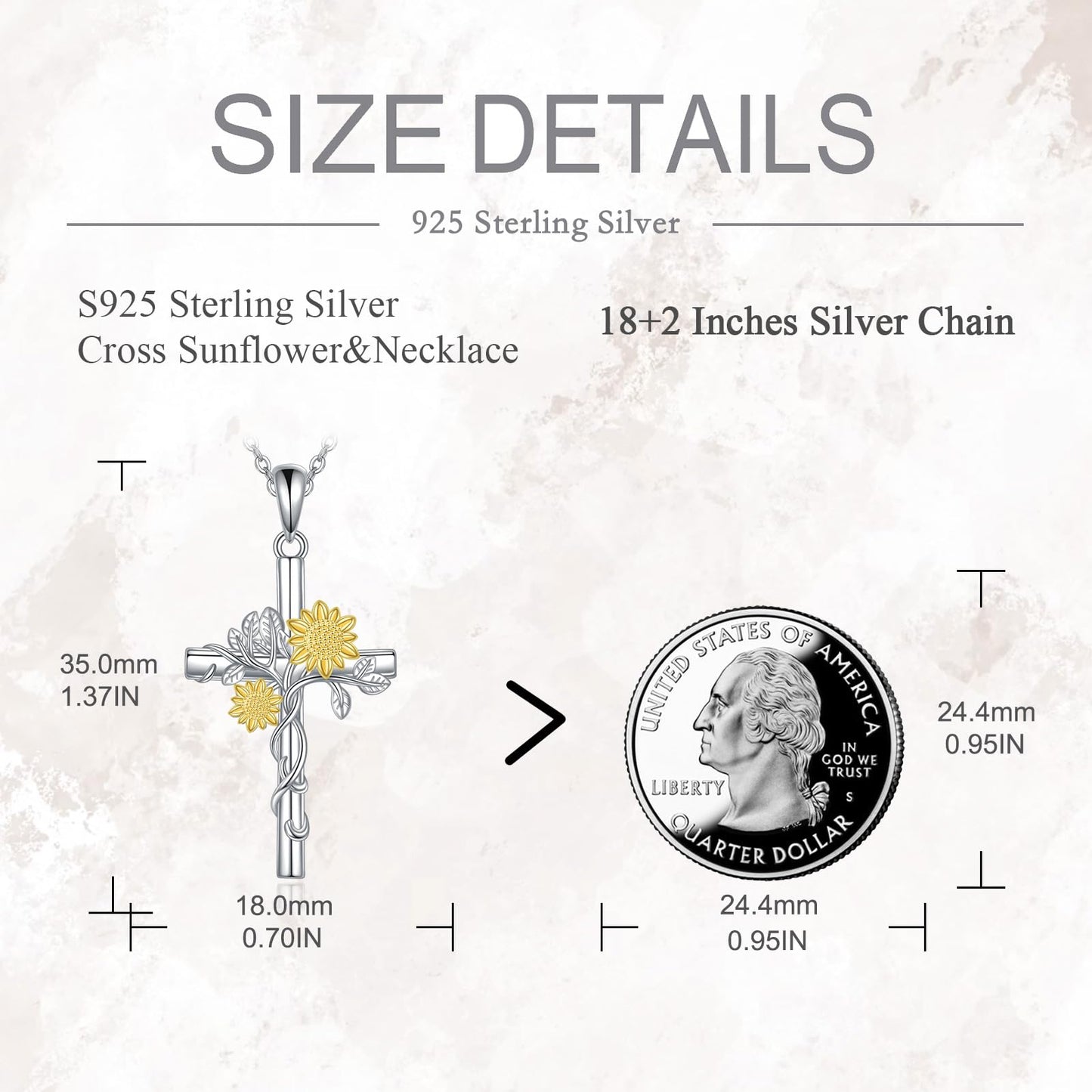 POPLYKE Cross Sunflower Necklace for Women 925 Sterling Silver Cross Necklace Sunflower Pendant Sunflower Jewelry for Women