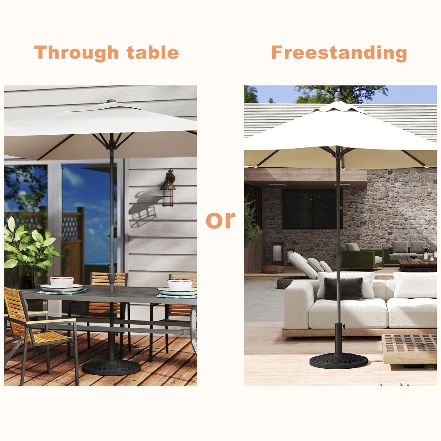 C-Hopetree 33 lb Heavy Duty Round Patio Base Stand for Outdoor Market Table Umbrella, Black