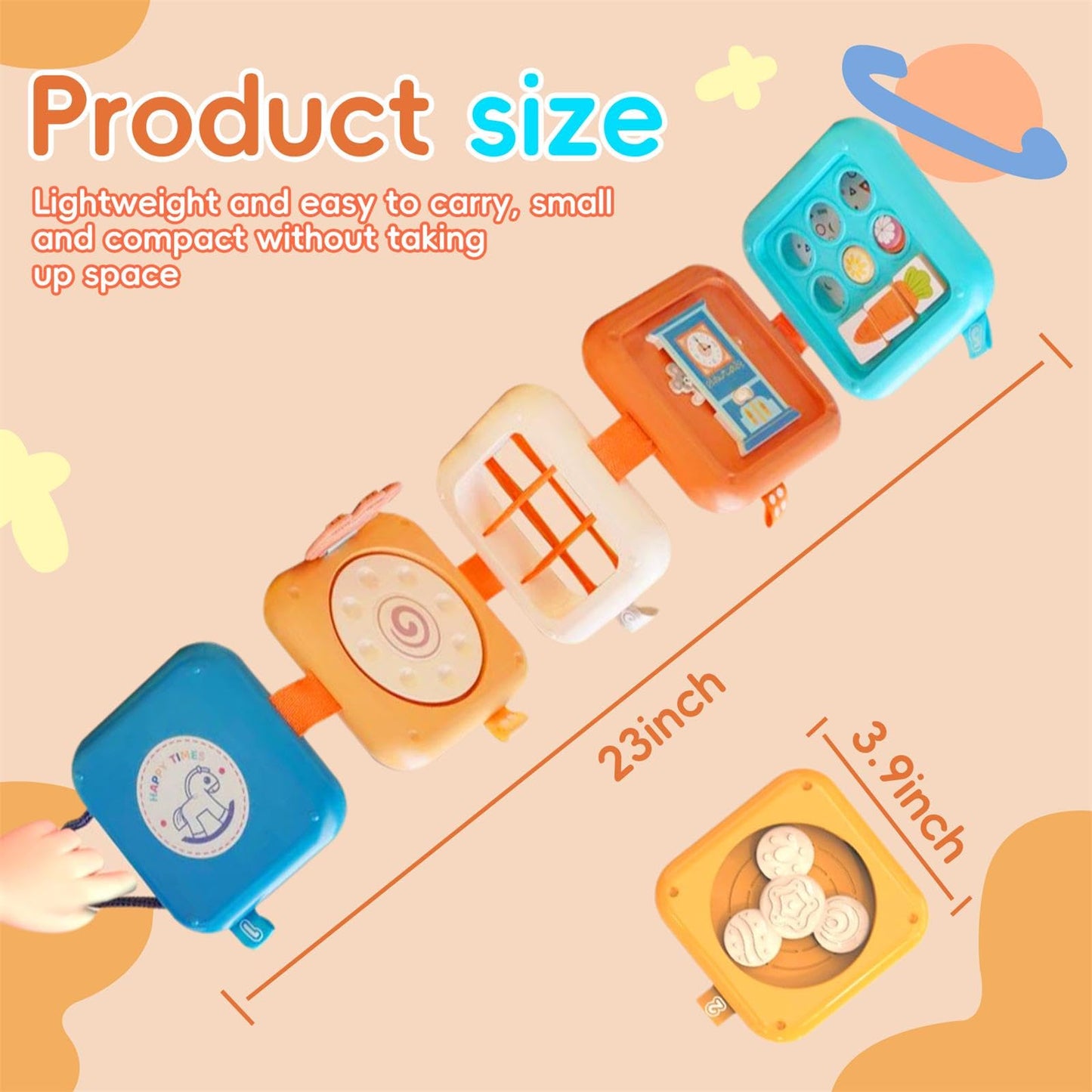 YINGZHIXING Busy Board for 1 2 3 Year Old - Montessori Travel Toy with Fine Motor Activities, Busy Cube Sensory Learning for Toddlers 1-3 - Perfect Baby Boy Girl Gift & Airplane Car Activity