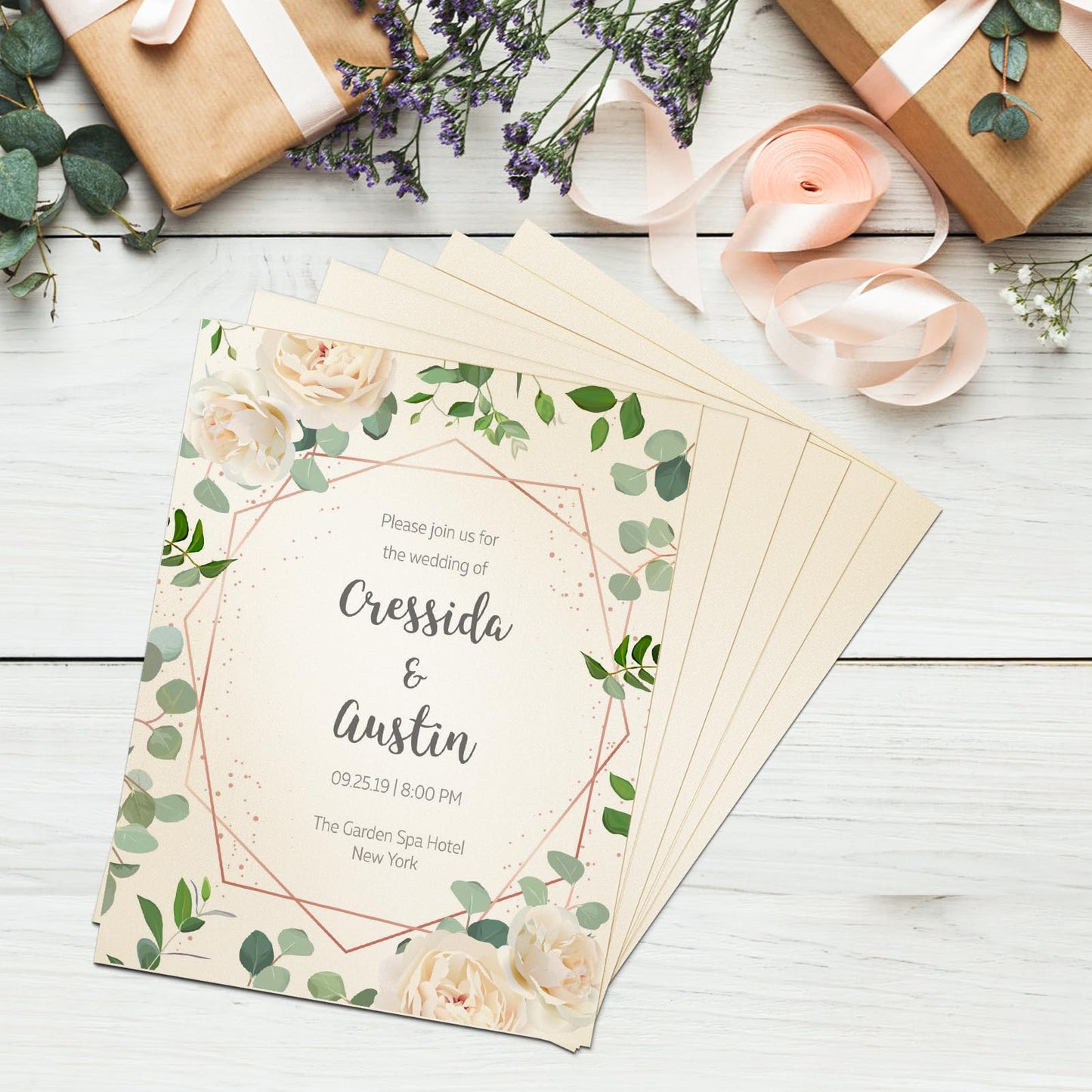 CreGear 100 Sheets Cream Shimmer Cardstock Printer Paper 8.5 x 11, 78lb/210gsm Glossy Card Stock, Premium Pearl Cardstock, Double Side Pearlescent Paper for DIY Craft, Christmas Card Making,Invitation