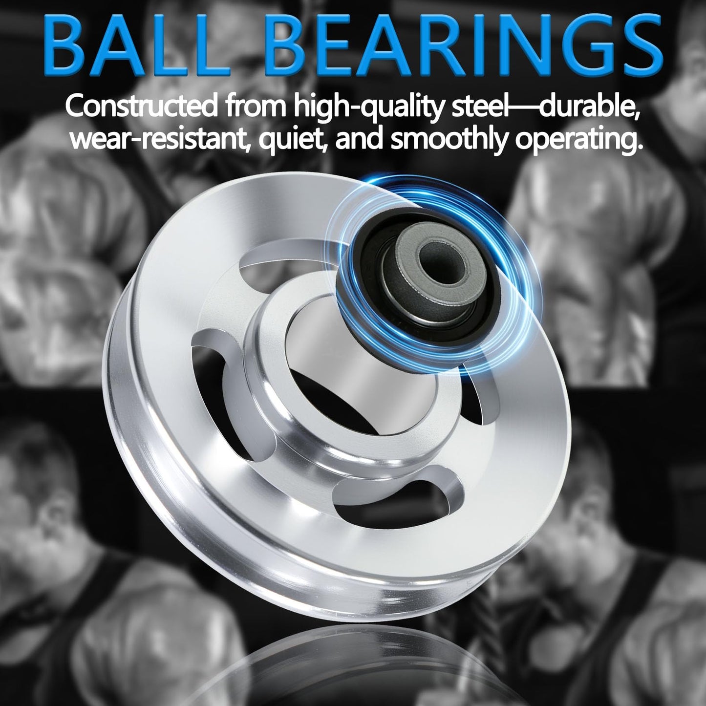 BESTEEL 6pcs 90mm Universal Aluminum Pulley Wheel for Gym Equipment, Silent Cable Machine Replacement Part,Heavy Duty Undeformable Fitness Aluminum Alloy Bearing Gym Pulley Wheel for Home Gym (Silver)