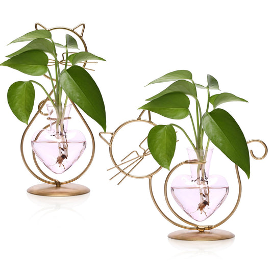 Plant Terrarium Plants Propagation Station Cat Lover Gifts for Women Home Office Decor Cat Desk Accessories