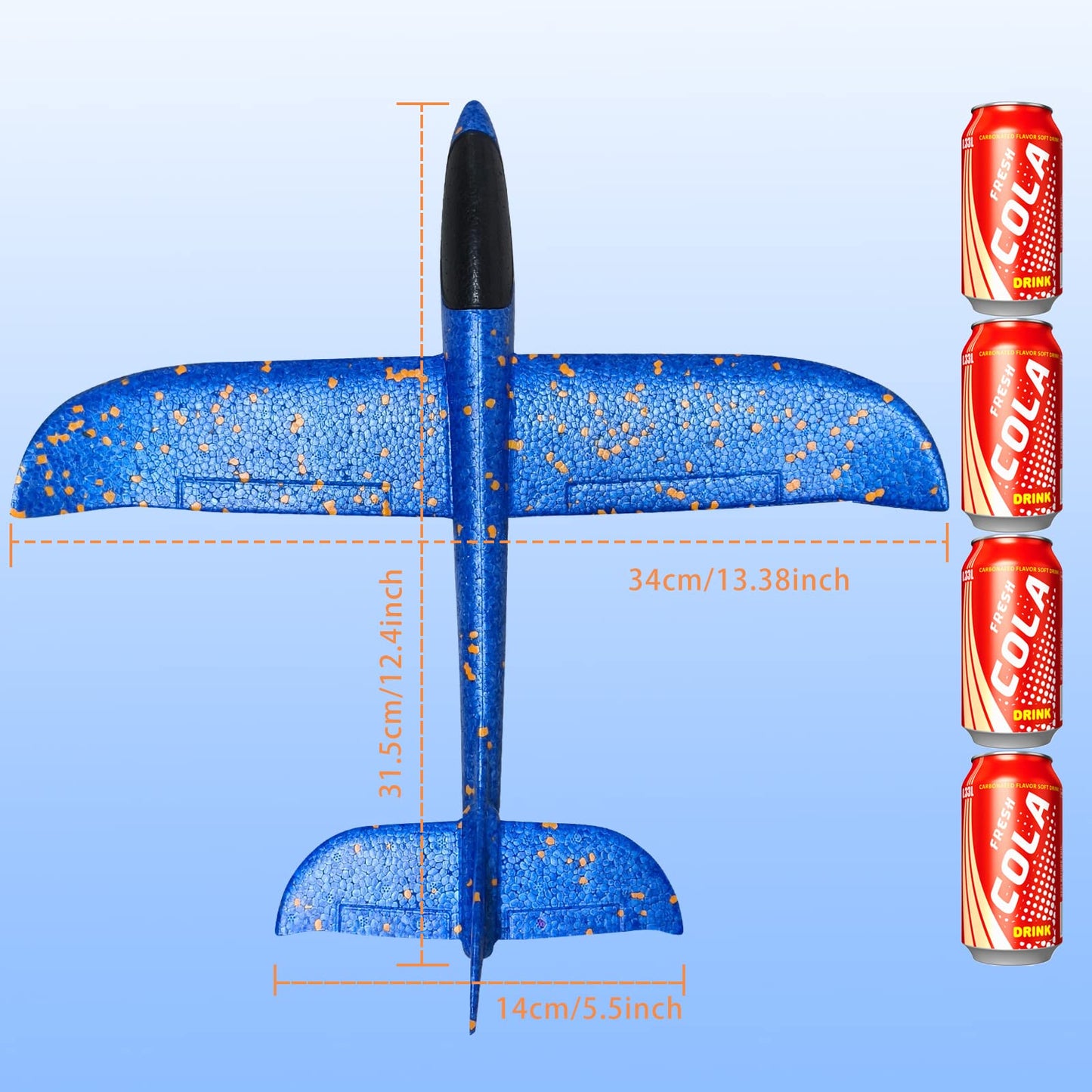 VCOSTORE 2 Pack Foam Airplanes for Kids, 13.3'' Throwing Foam Glider Planes Toys, Flying Styrofoam Kid Airplanes Toy for 3 4 5 6 7 8 9 10 11 12 Year Old Boys Girls with Outdoor Sports Play