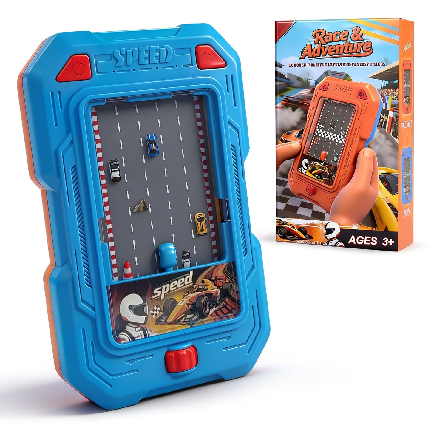 Meemazi Racing Adventure Car Toy, Mini Racing & Driving Games with Light and Sounds, Pocket-Sized Toddler Travel Toys, Party Favors Birthday Gifts for 3 4 5 6 Year Old Boys Girls