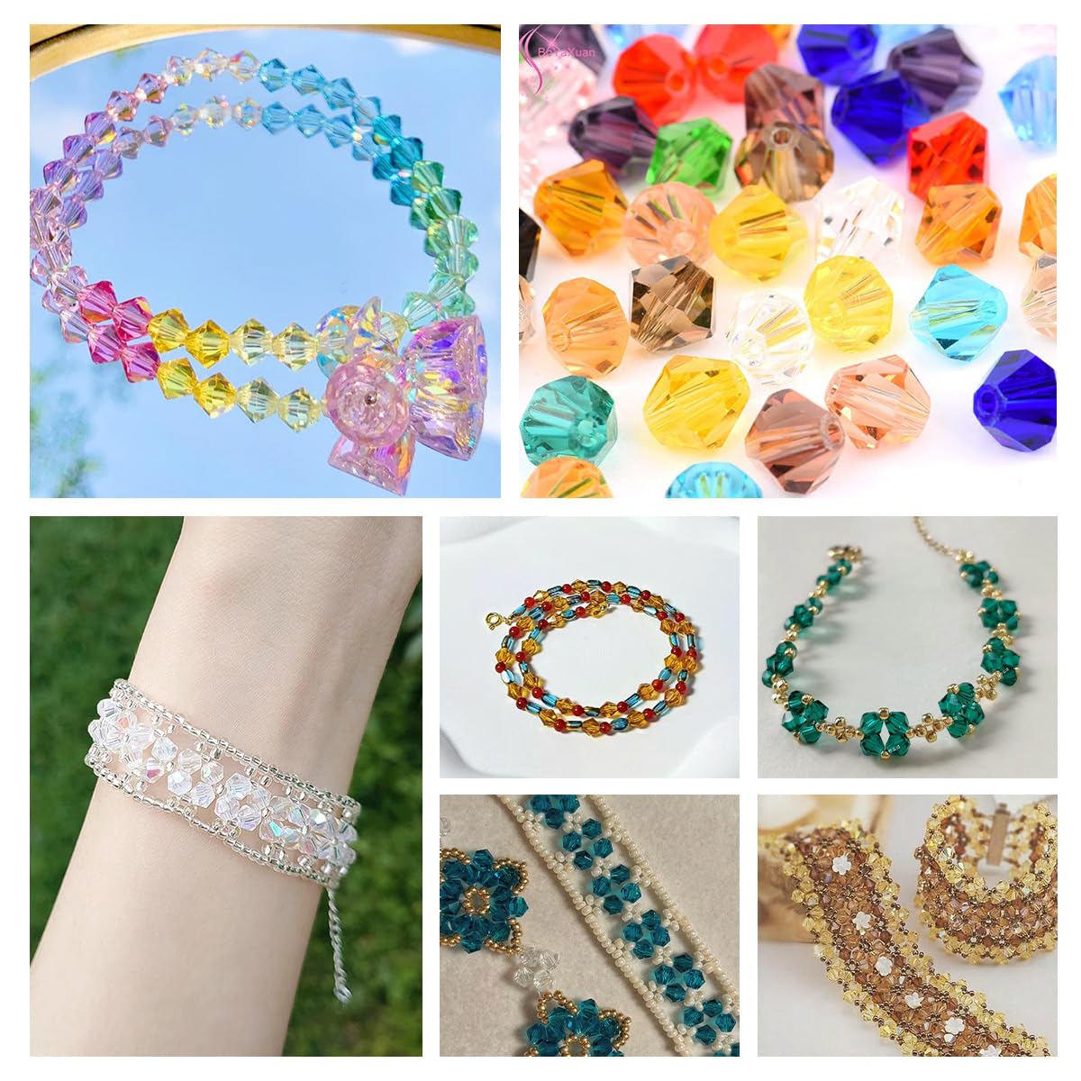 2800pcs Electroplated Tapered Crystal Beads Jewelry Making Kit -Sparkly Beads for Bracelet Making Kit 28 Colors 4mm Crystal Glass Beads Bracelet Necklace Making Kit DIY Crafts, Gifts for Adults Women