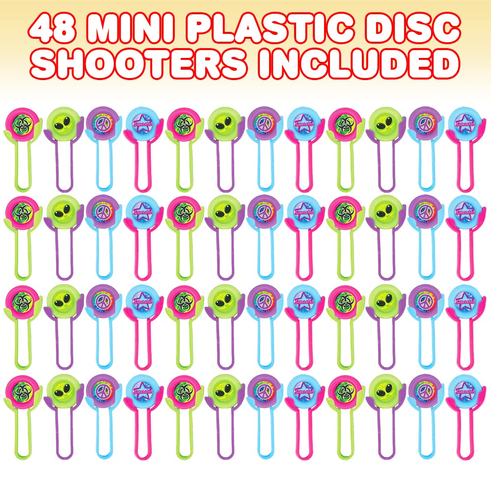 ArtCreativity Mini Disk Shooters, Set of 48, Flying Disc Toys for Kids in Assorted Designs, Cool Outdoor Toys for Boys and Girls, Goodie Bag Stuffers and Party Favors for Any Party Theme