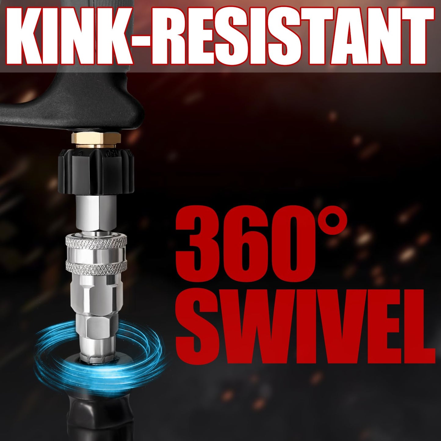 VIVIDWASH Kink-Resistant 3/8" Pressure Washer Hose 4800PSI(150FT),Steel Wire Braided Wear Resistant Rubber for Commercial, Industrial and Residential Use,Hot&Cold Water Hose with 3/8" Quick Connect