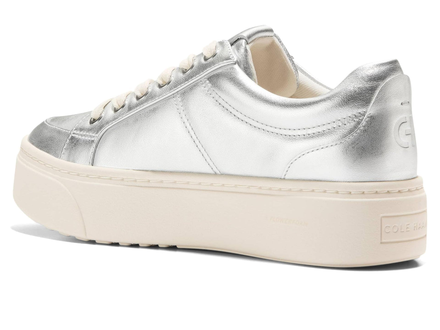 Cole Haan Womens Grandpro Max Platform Sneaker, Silver Metallic/Ivory, 9-2 US