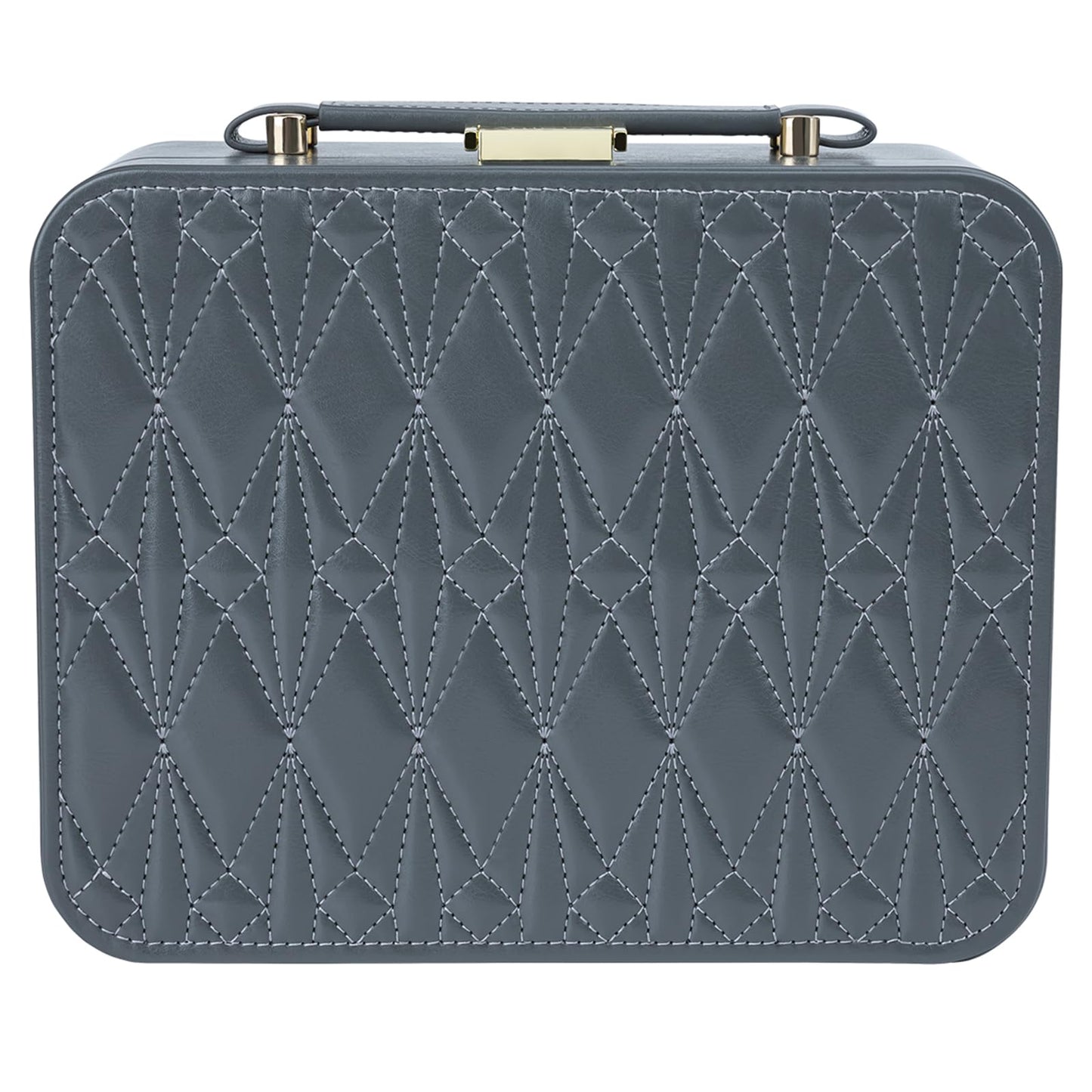 V-LAFUYLIFE Travel Jewelry Case Large Jewelry Box Jewelry Travel Organizer Jewelry Case with Handle Removable Tray Best Gift for Women Girls (Grey)