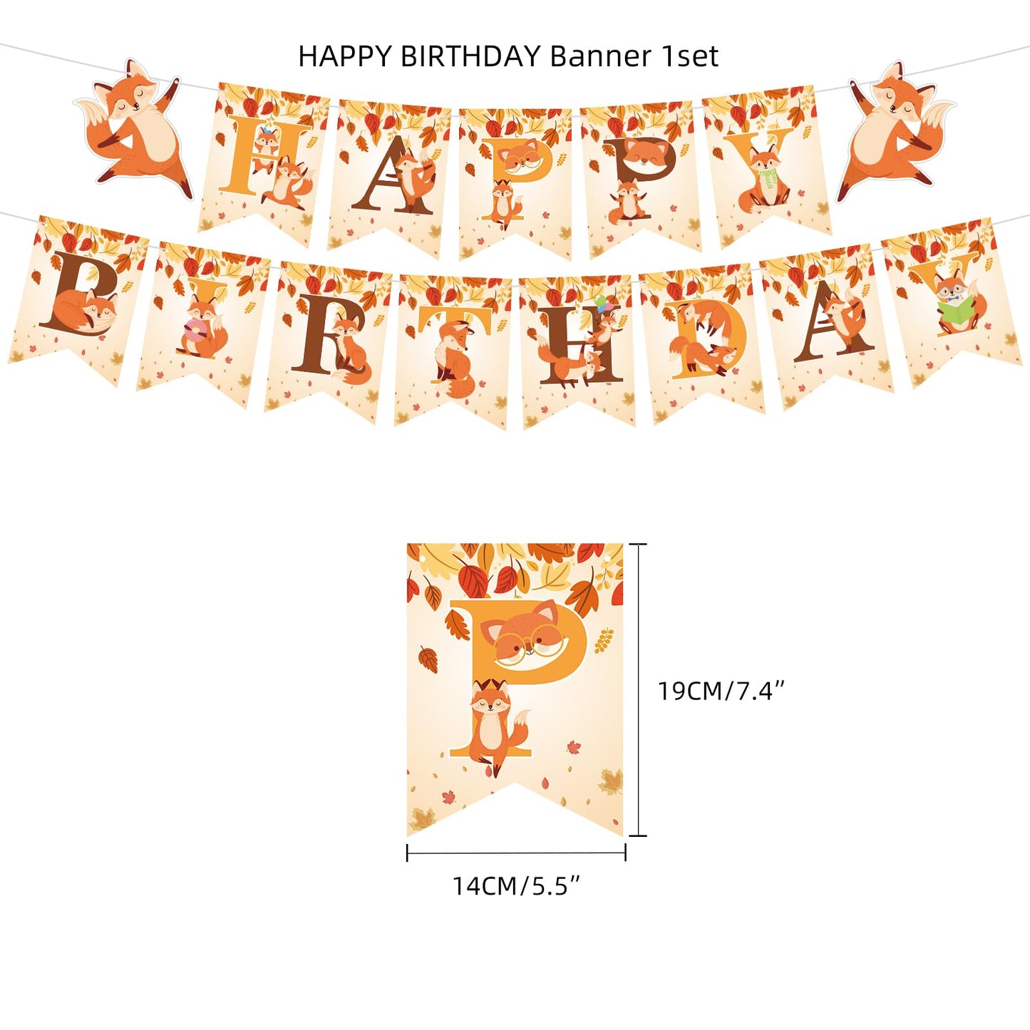 Fox Woodland Animal Birthday Party Supplies - Forest Animal Theme Decorations Kit With Cupcake Toppers, Balloons