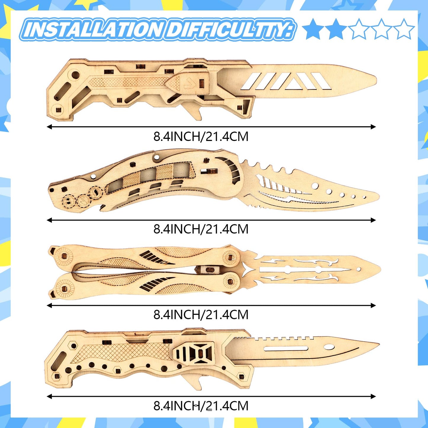 Teyva Daily 4 Pack 3D Wooden Puzzle for Adults DIY Wooden Puzzles Knife Kit Brain Teaser Mechanical Model Building Toy for Adult Craft Hobby Wood Graduation Art Gift for Teens Men Puzzle Fans