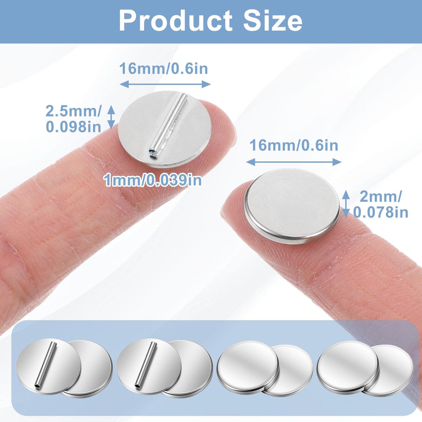 Hecila 4 Pairs Mini Magnetic Pin Brooch Converters Magnetic Clasps Metal Clothing Magnets Buckle Almost Invisible Magnets Pins Converter Lapel Pin Holder for Hijab Scarf Shawls Thin Fabric