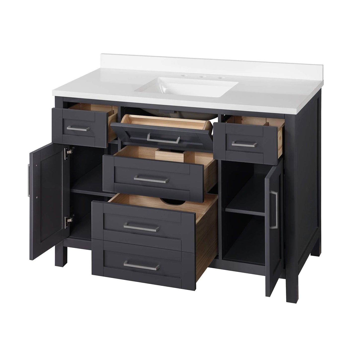 OVE Decors Maya Bathroom Vanity and Double Sink Combo with Countertop | Backsplash included | Fully Assembled Vanity Set, 60 in., DOVE Grey