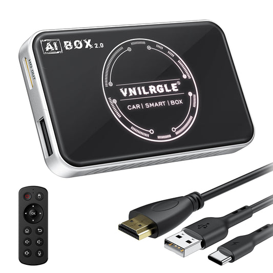 VNILRGLE 4-in-1 Wireless CarPlay Adapter & Android Car Wireless Adapter, Compatible with Streaming Services Like Netflix and YouTube, Split-Screen and Mirroring Functions(Silver)
