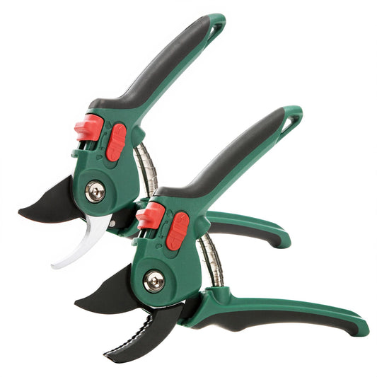 Yocada Garden Pruning Shears 2 Pack Garden Clippers Steel Shears Scissors for Gardening Sharp Handheld Heavy Duty Hedge Plant Branch Clippers Scissors Pruners Tools