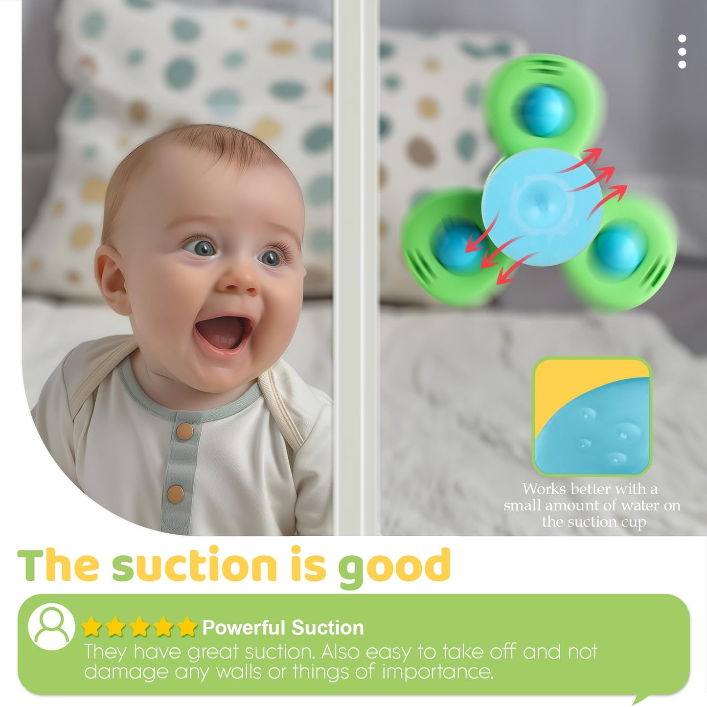 ALASOU 6 PCS Suction Cup Rotating Toys(3 Farm+3 Star) for Infant and Toddlers