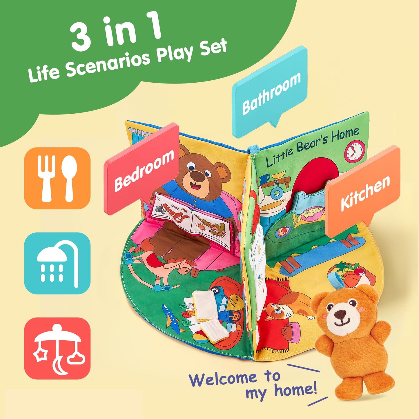 hahaland Baby Book for 1 Year Old - Touch and Feel Soft Activity Books Tummy Time Baby Toy 6 9 12 18 Months Interactive Book for Babies 6-12 Month on Airplane Birthday Easter Basket Stuffers