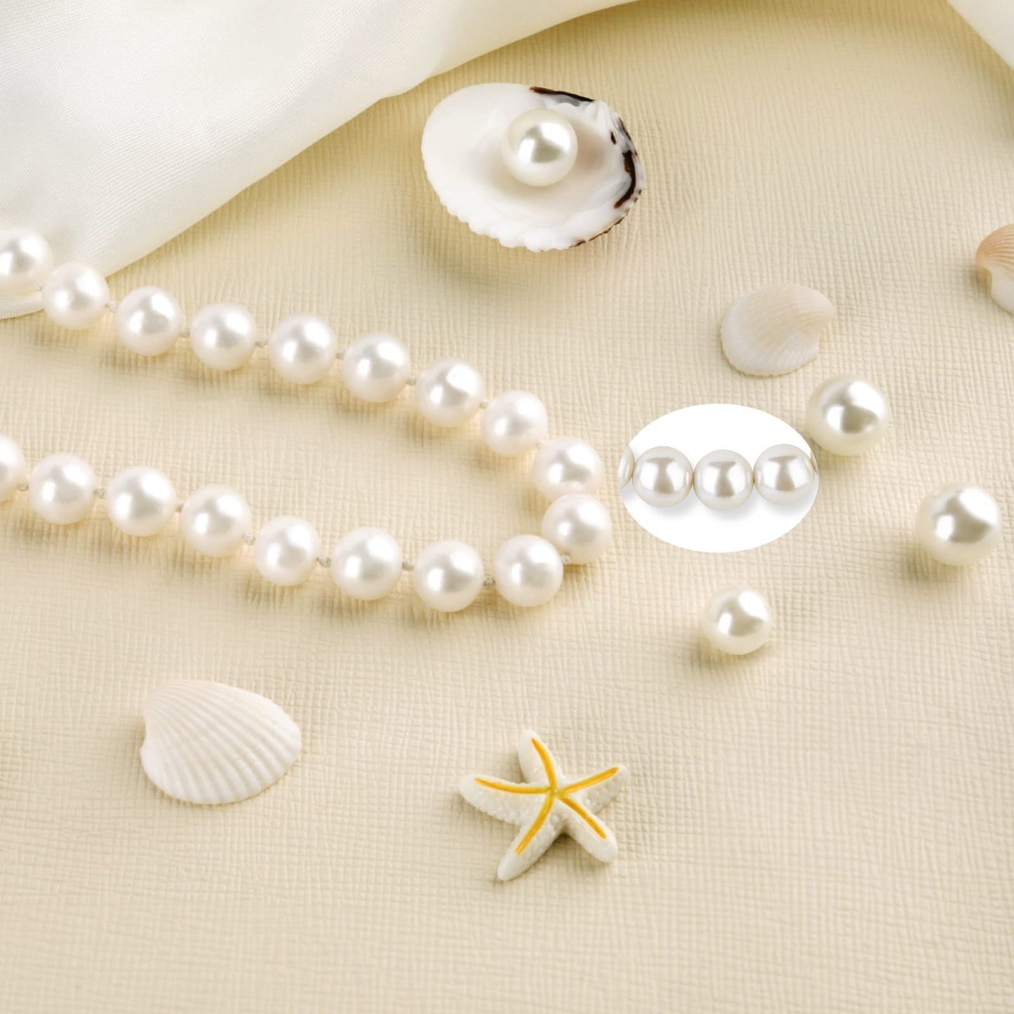 White Pearl Strand Necklace Women: 8mm/10mm Ivory Pearl Chain Wedding Jewelry with Dainty Silver Clasp for Bride Bridemaid - Trendy Accessory for Mother Elegant Lady (8mm)