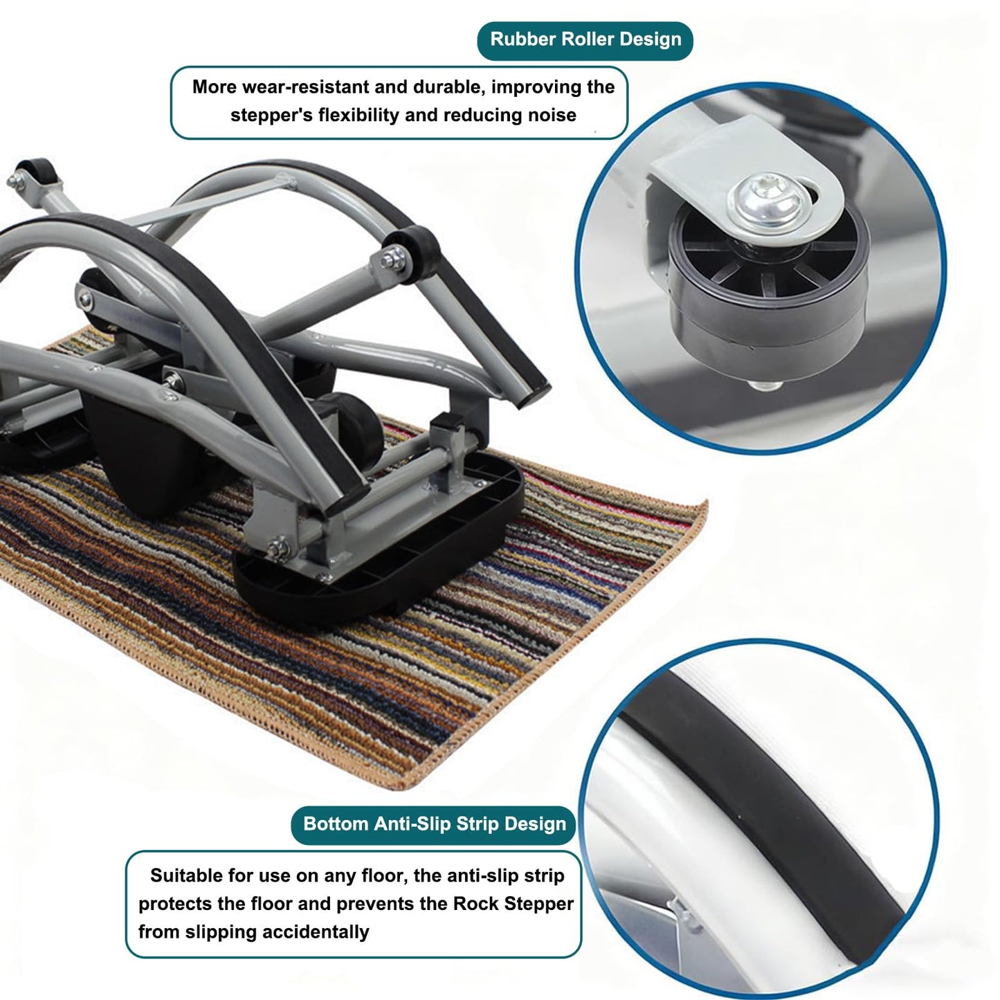 WIKONALK Portable Rock Stepper Home Workout Machine-Low-Impact Lateral Steppers,Lateral Rocking Fitness Stepper for Leg Core Glute Training,Abs Compact Side-to-Side Steppers for Gym Home,Unisex