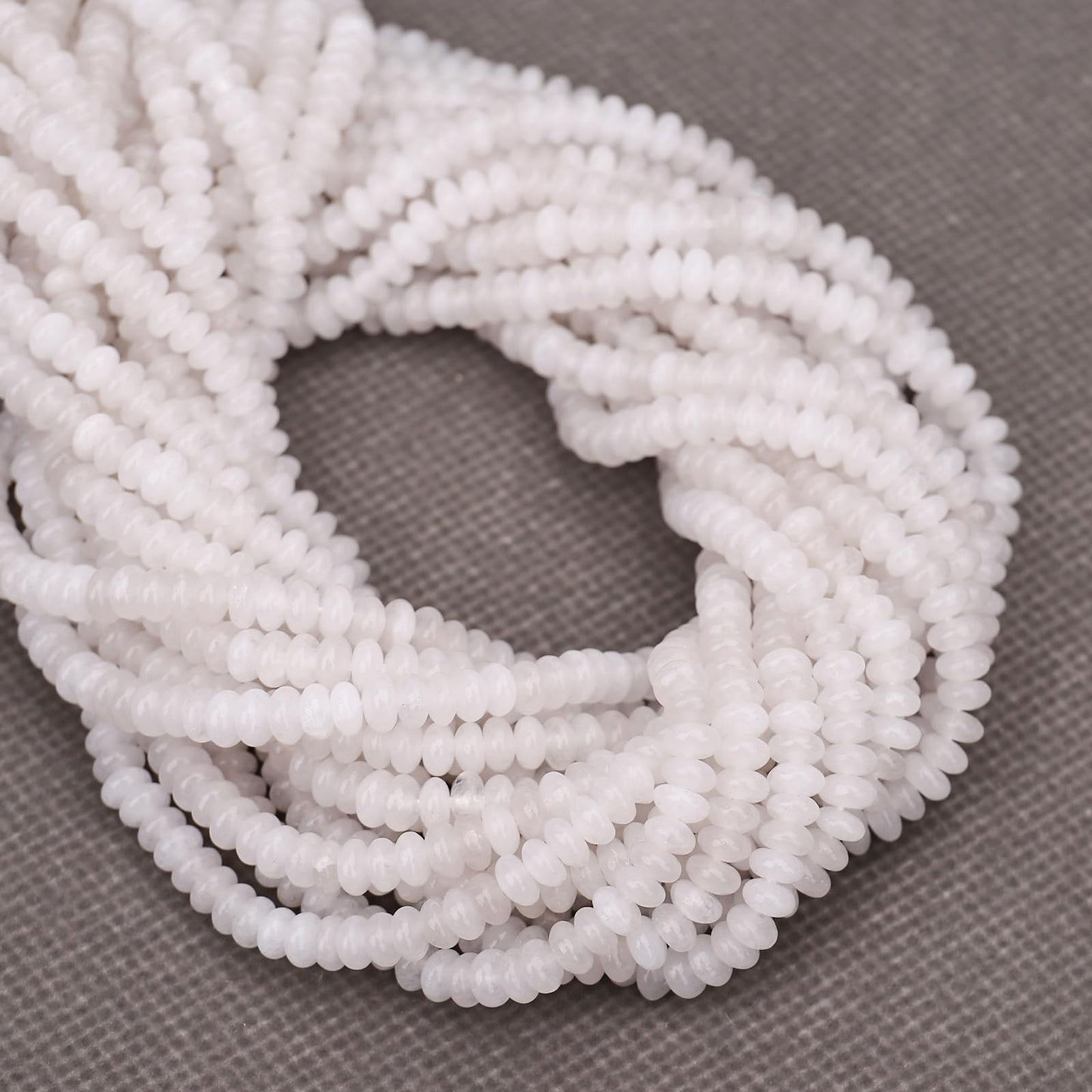 BONNY BOXX 1 Strand (150PCs) Natural 2 * 4mm White Jade Rondelle Beads, Natural Abacus Disk Stone Beads Loose Spacer Gemstone for DIY Bracelet Necklace Jewelry Making