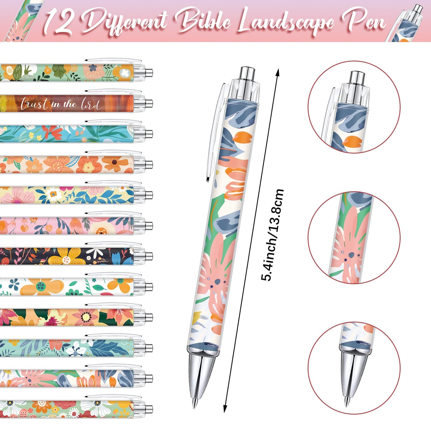 Motiskyy 24 Pcs Floral Pens Flower Ballpoint Pens Flower Notepads Set Design Line Notebook Employee Gifts Set for Student Womens History Month School Supplies, Valentine's Day, Mother's Day Gift